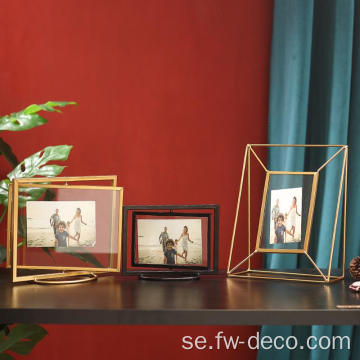 Geometrisk metallglas Foto Frame Folding Rotatable